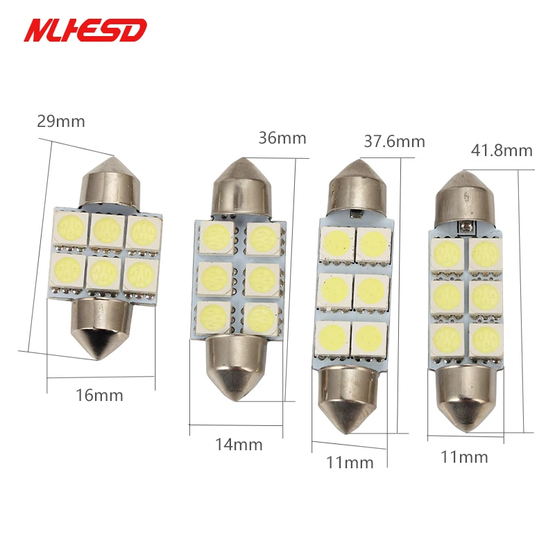 10 шт 6 SMD led 6smd Автомобильный светодиодный фестон светильник c5w 3528 1210 31 мм 36 мм/39 мм/41