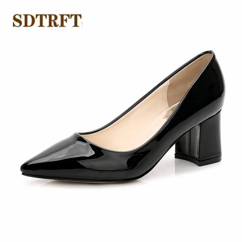 SDTRFT/Большие размеры: 44 45 46 zapatos mujer туфли на шпильках 6 см высокий толстый каблук