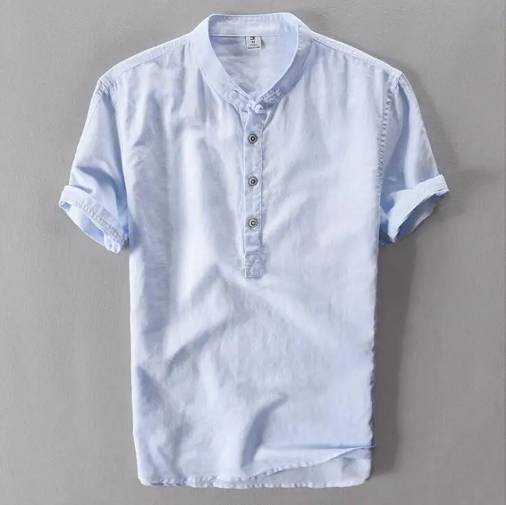 Горячая 2021 новые летние Men'scotton короткая рубашка с рукавами Мужская модная