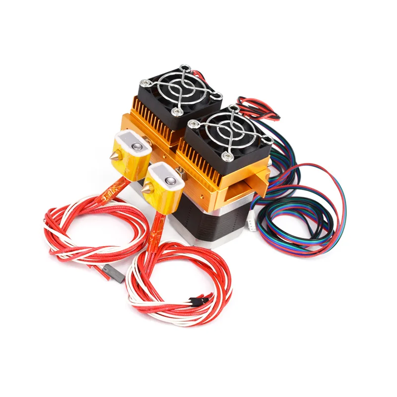 12V 24V MK8 экструдер с двойной головкой для 3D-принтеры s 0 2 мм 3 4 Nozzlz J-Head мотора