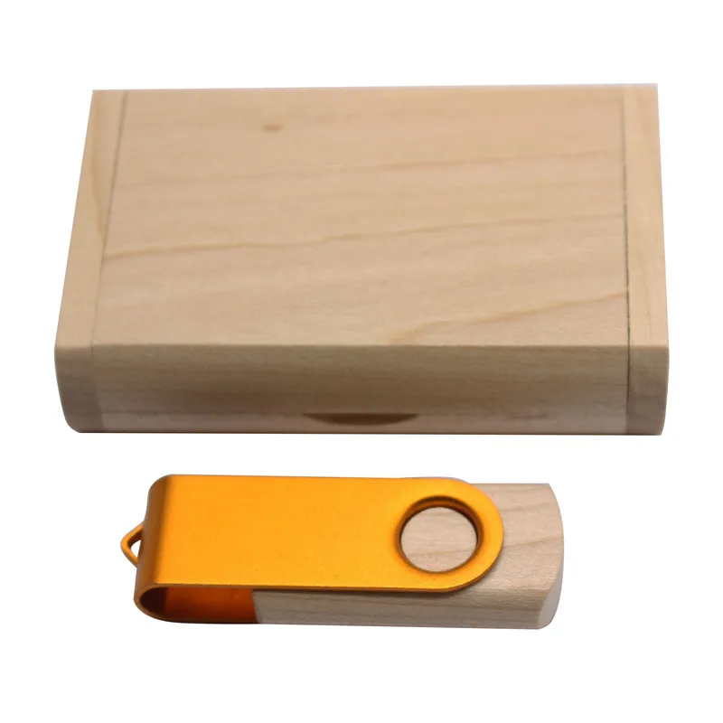 B JASTER поворотный USB флеш-накопитель 4 ГБ 8 ГБ 16 ГБ 32 ГБ usb 2,0 флеш-накопитель деревянная коробка печать логотипа на заказ - Цвет: B