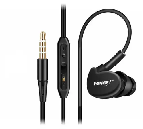 Черный Fonge водонепроницаемые наушники вкладыши HIFI спортивные наушники бас гарнитура с микрофоном для xiaomi Galaxy s6 смартфонов um - Цвет: Черный