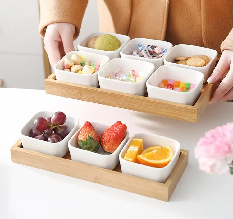 Керамическая тарелка для закусок десертная квадратные миски Ramekin поднос сухих
