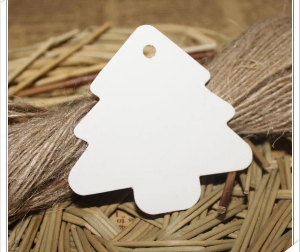 100 шт. пустые коричневые крафт-бумаги в форме рождественской елки бумажные бирки