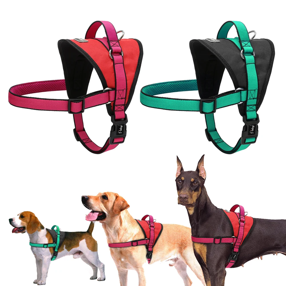

Durable Dog Harness Nylon Breathable Step in Walking Pet Mesh Harnesses for Medium Large Dogs Pitbull Labrador Rose Green