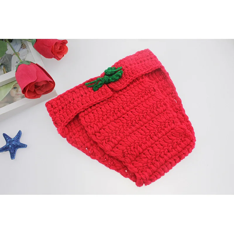 Newborn Modeling Baby Photography Props Boys Girls Crochet Manual Knit Red Green fruit Set Warm Kids Gift Berries Hat Souvenir | Детская