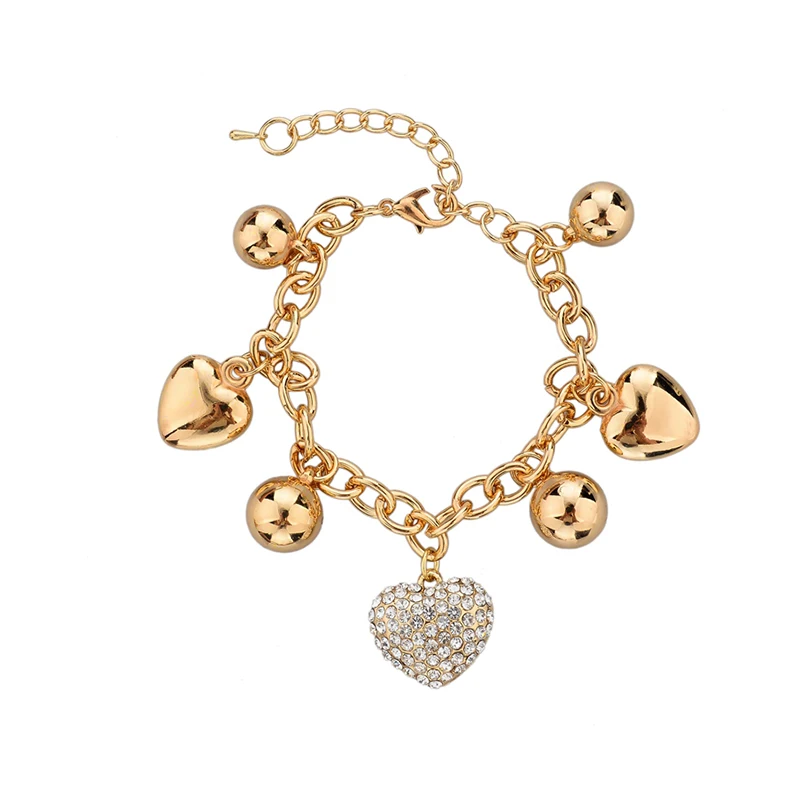 Женский браслет attrattto LOVE золотого цвета с сердечком и шармами SBR140221|bracelets for|heart charm