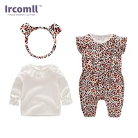 fashion ircomll baby girl set newborn clothing leopard pprint girls clothes sets topsoverallsheadband outfits toddler infant
