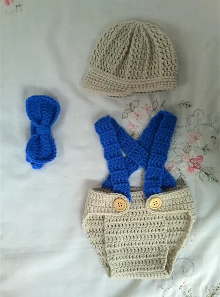 Crochet Newborn hat baby boy clothing newsboy set with bow tie and diaper cover photo prop infant brim | Детская одежда и обувь