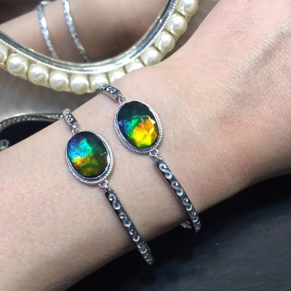 Fine Jewelry канада происхождения 925 Серебро S925 чистого серебра настоящий аммонит женские браслеты для женщин тонкие браслеты