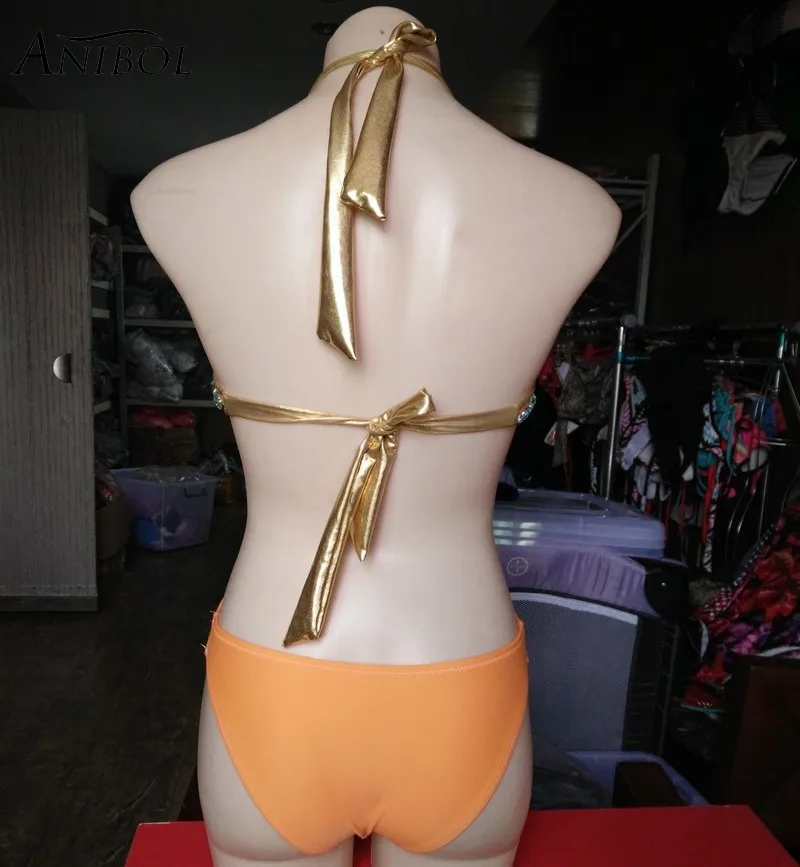 Женский слитный купальник Anibol сексуальный с высокой талией стразами и открытой