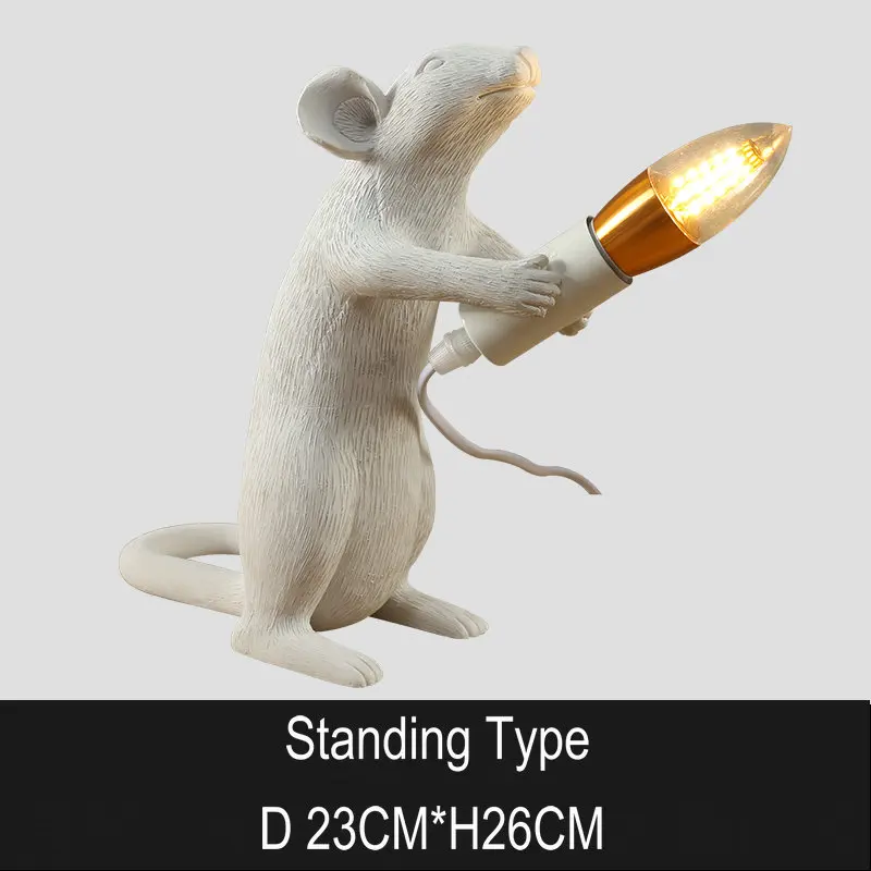 Standing Type Artpad современная лампа для мыши из смолы, прикроватный светильник для спальни, гостиной, светильник в форме крысы, художественная настольная лампа для дома, светильники белого цвета - Цвет корпуса: Standing Type