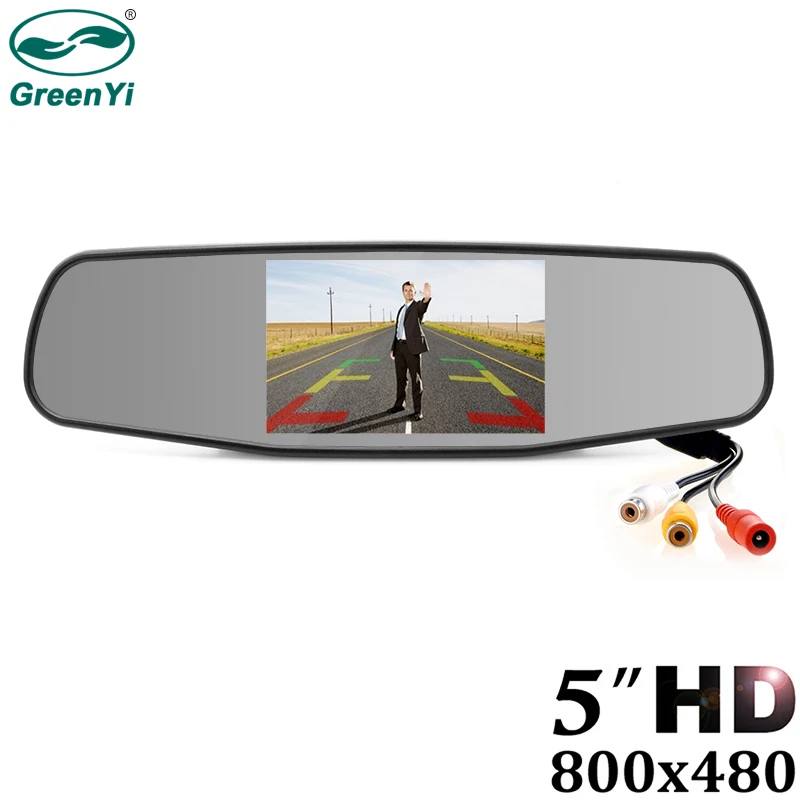 GreenYi HD Mirror Monitor 800*480 High Resolution TFT LCD Rear View Screen Display for Backup Camera Two Video Inputs | Автомобили и