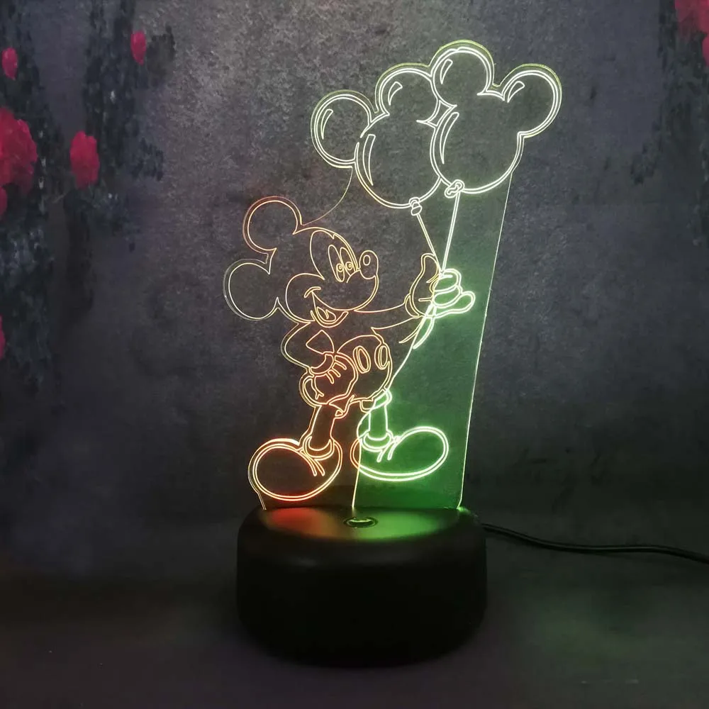 Супер милый Микки шар 3D смешанный цвет ночник Иллюзия USB led свет Рождество День