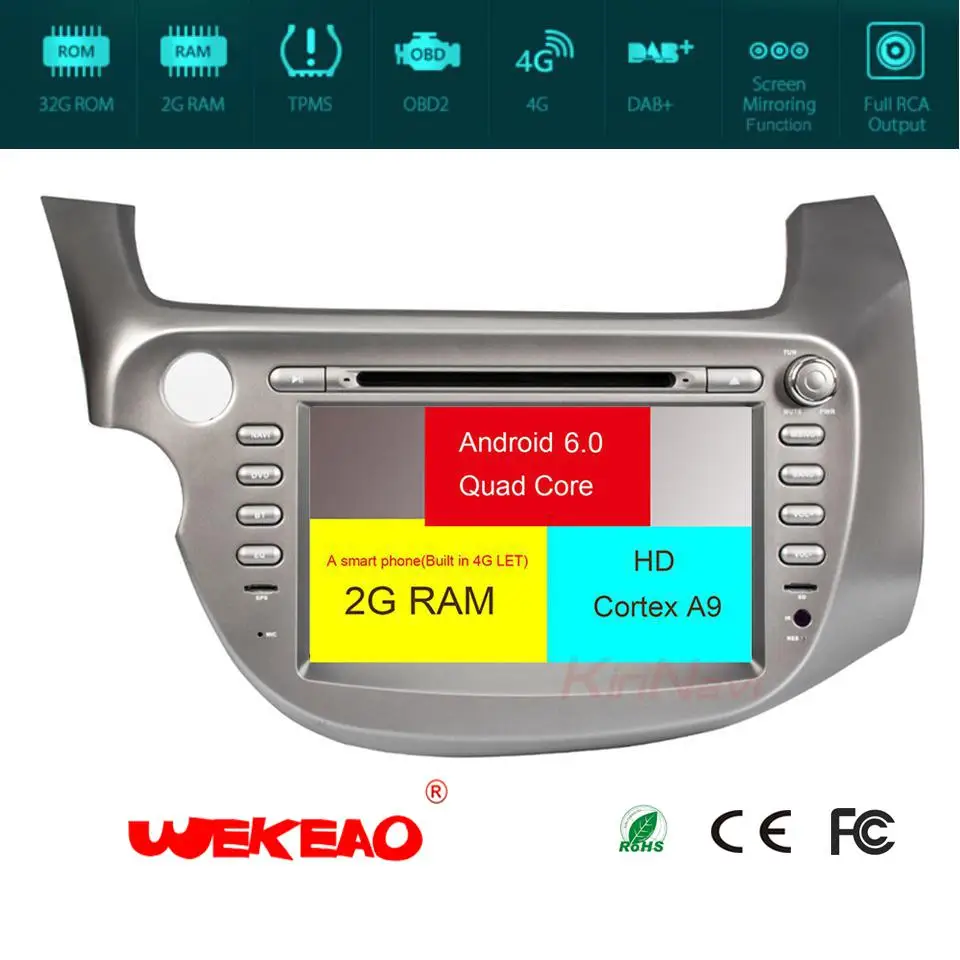 Wekeao автомобильный мультимедийный плеер для Honda Jazz 2009 2013 Поддержка онлайн карту