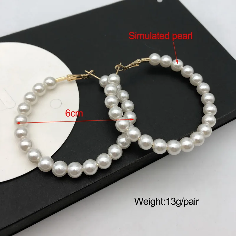 

F.J4Z Popular Simulated Pearl Earrings Gorgeous Super Big Hoop Earring Fashion Women Earrings bijoux Wholesale