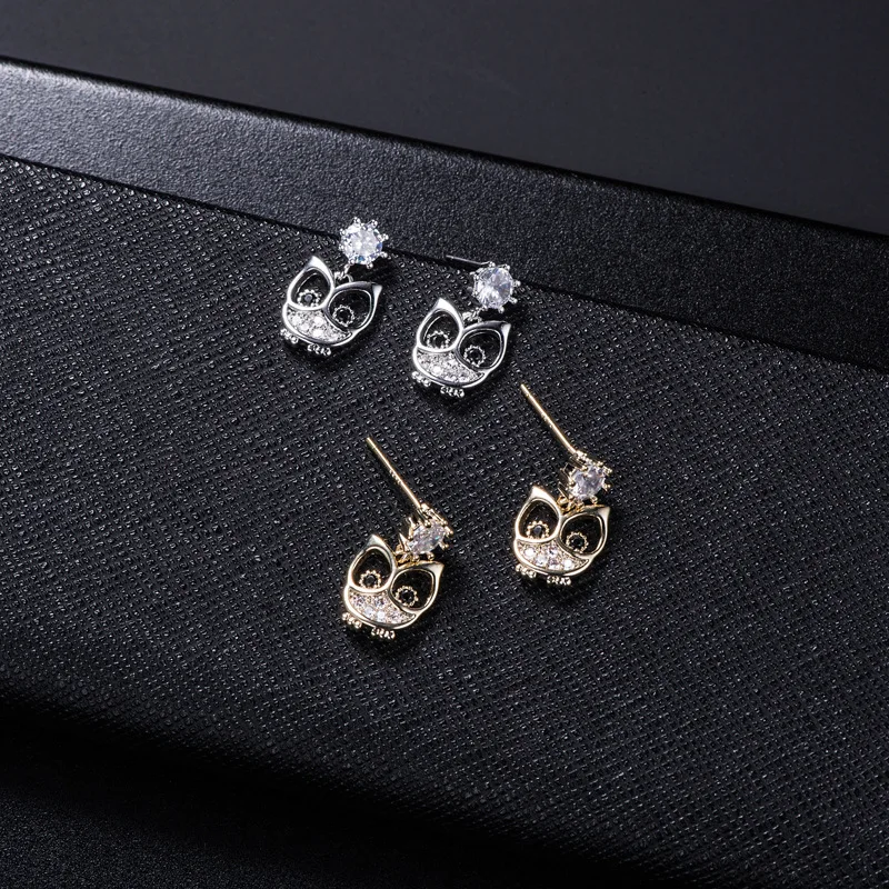 New Arrivals 925 Sterling Silver CZ Owl Stud Earrings For Women Jewelry Pendientes Brincos Free Shipping | Украшения и аксессуары