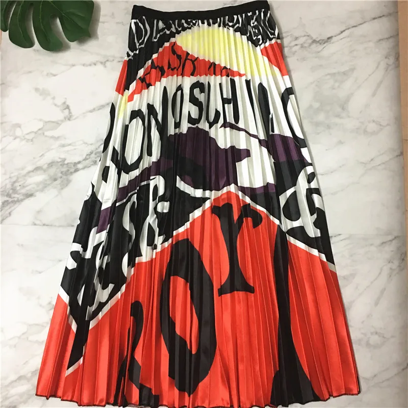 Модная контрастная плиссированная юбка с высокой талией весна-лето 2019 Женская