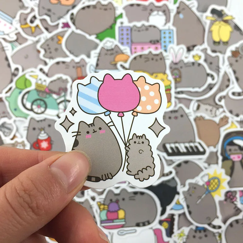 10/50/100 шт/пакет с мультяшным рисунком жирного кота наклейки для сноуборда ноутбук