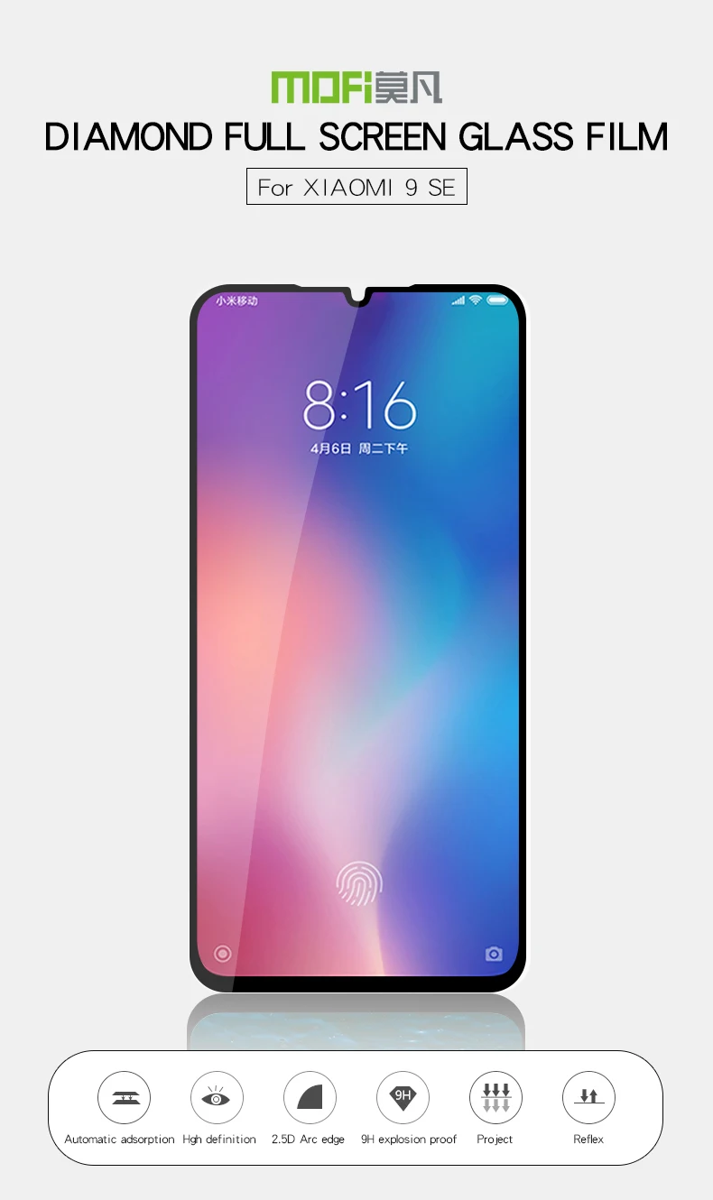 Для Xiaomi Mi 9 SE закаленное стекло MOFI полное покрытие экрана Закаленное стекло протектор экрана для Xiaomi Mi 9 SE пленка