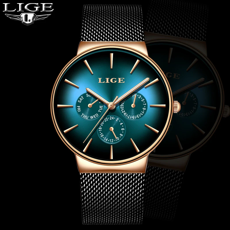 Relogio Masculino LIGE крутые мужские часы ультра тонкий Циферблат из нержавеющей стали
