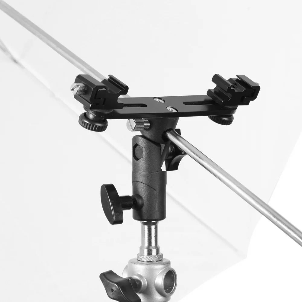 Selens double hot shoe Speedlite umbrella holder Swivel Light Stand Bracket all metal | Электроника