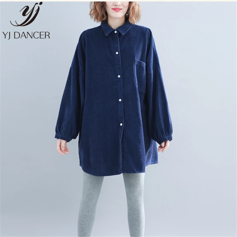 Женская рубашка большого размера весна 2019 новая Вельветовая Свободная поло с