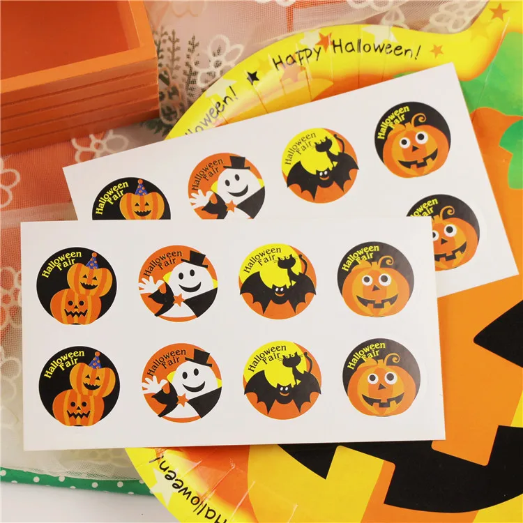 

80Pcs/lot 3.5cm Halloween Sticker Cookie Cake Candy Bag Labels Creative Paper Seal Adhesive Decorative Custom Stickers