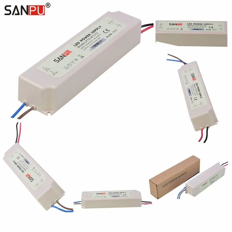 Sanpu LED адаптер для водителей 12 в 75 Вт 6A водонепроницаемый переключатель питания 110