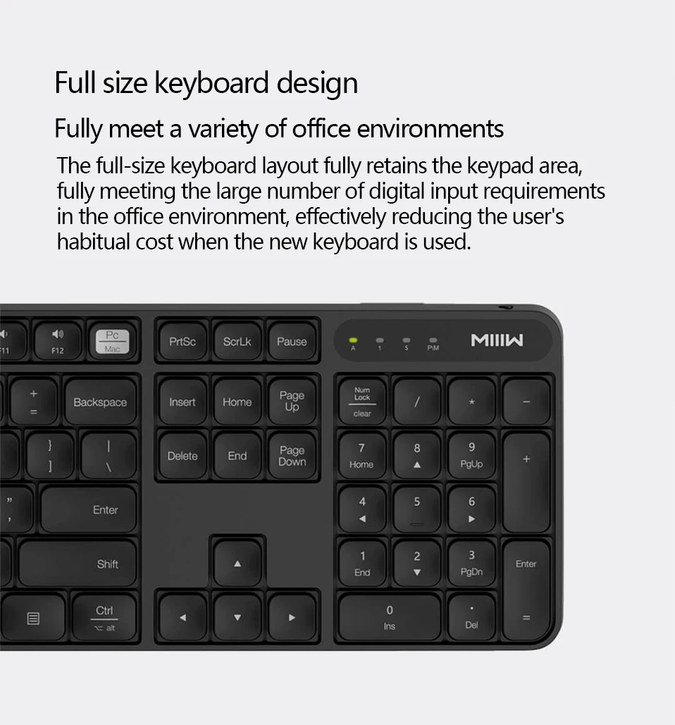 Xiaomi MIIIW 2,4 ГГц Беспроводная Офисная Клавиатура Мышь Набор 104 клавиш Windows Mac совместимый водонепроницаемый портативный USB клавиатура