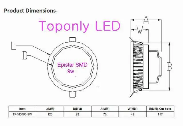 Светодиодный точечный светильник Epistar smd 4 дюйма 9 Вт 100 лм/Вт светодиодный драйвер