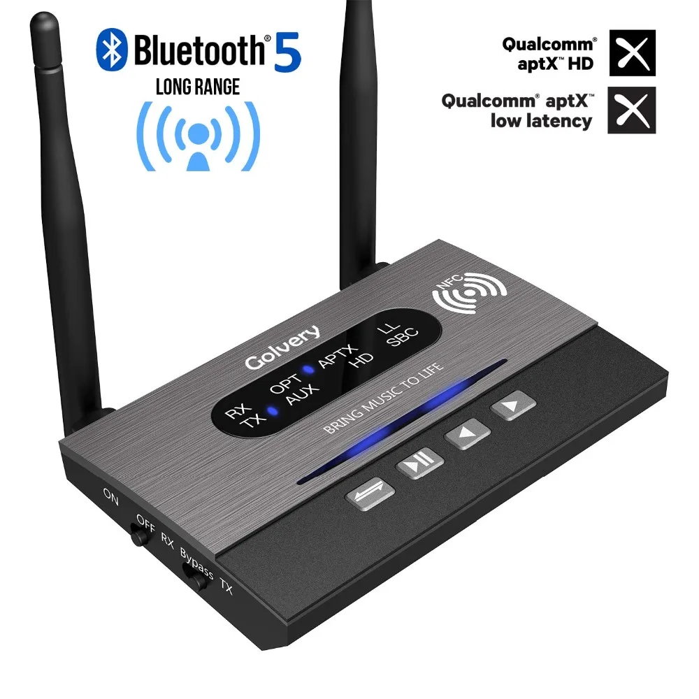 80 м Bluetooth 5,0 передатчик приемник длинный диапазон 328ft 3 в 1 обход NFC аудио адаптер APTX HD& низкая задержка Оптический RCA 3,5 мм