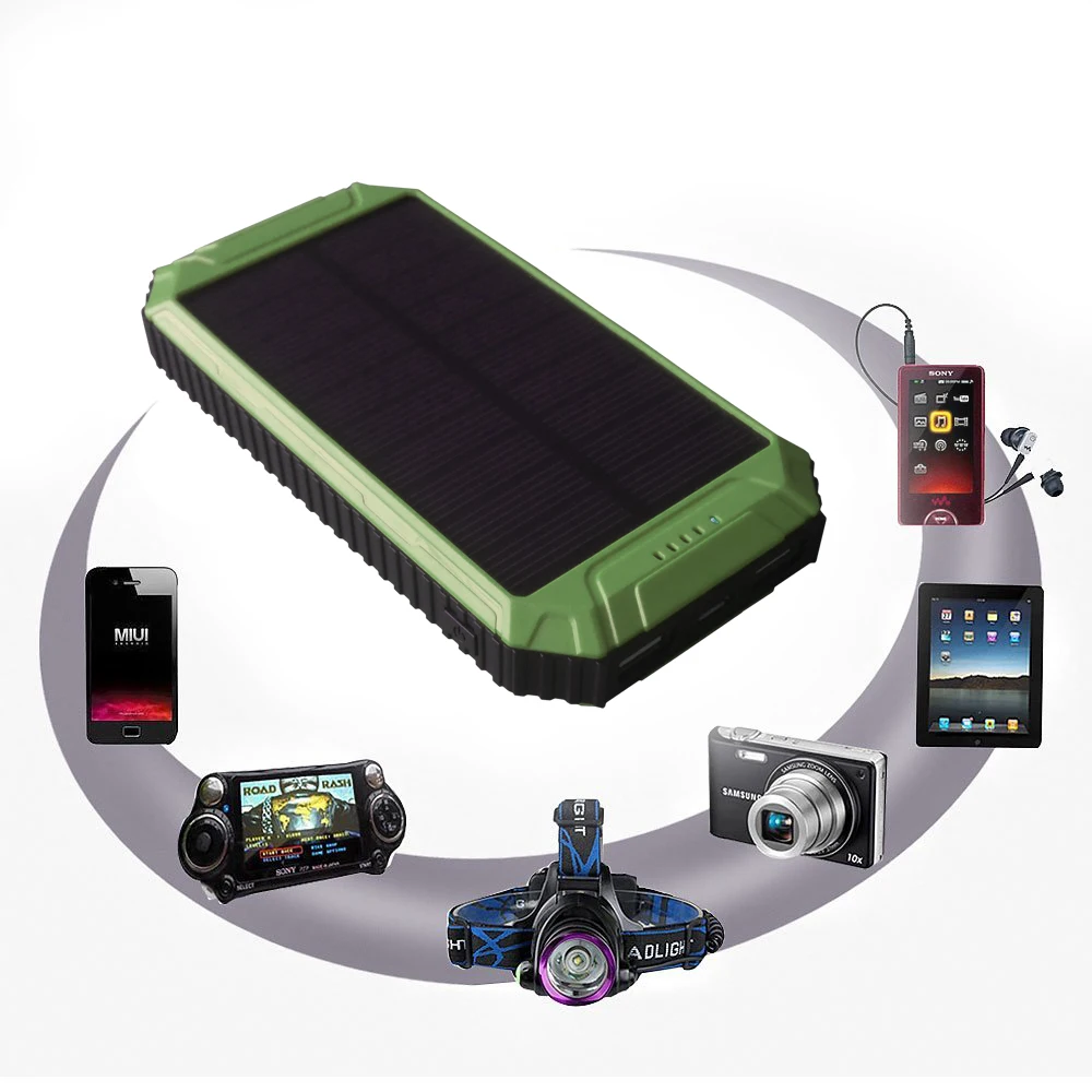PowerGreen батарея Поставщик Энергии Солнечное зарядное устройство 10000mAh карабин