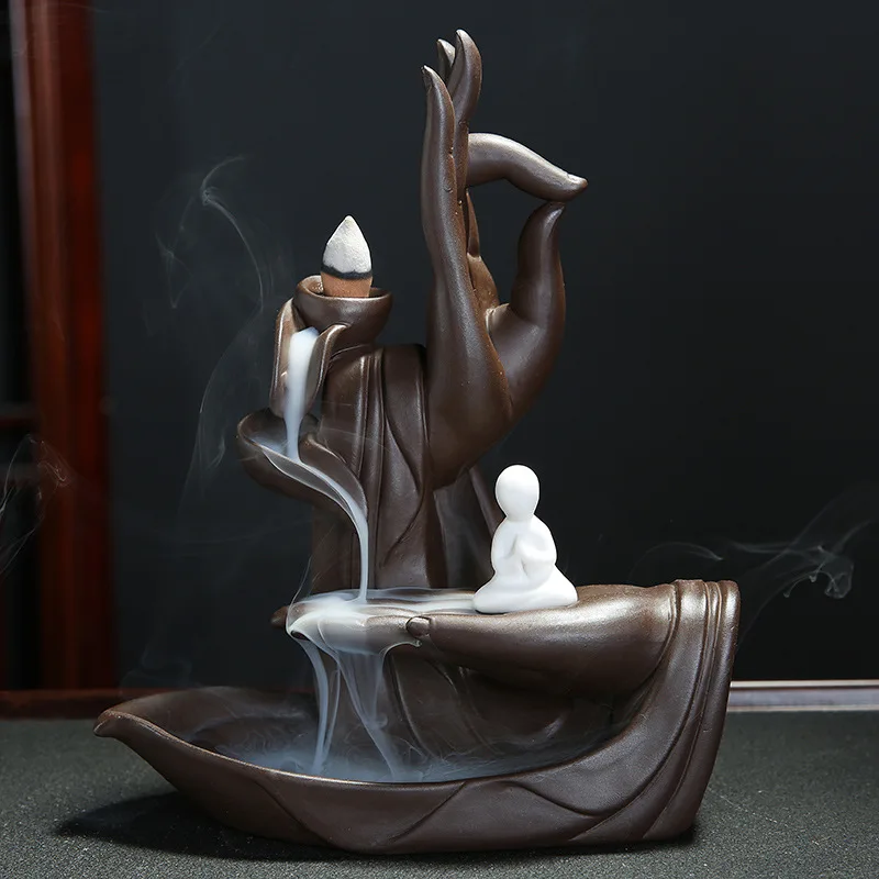 The Lotus Incense Burner With 70pcs Cones Purple Clay Holder Monk Censer | Дом и сад