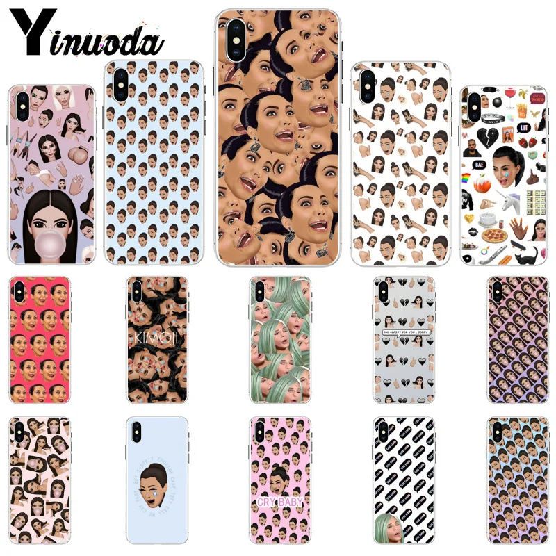 Yinuoda смешное лицо kimoji Ким Кардашьян Coque Shell чехол для телефона для Apple iPhone 8 7 6 6S Plus X XS MAX 5 5S SE XR Чехол для мобильного телефона