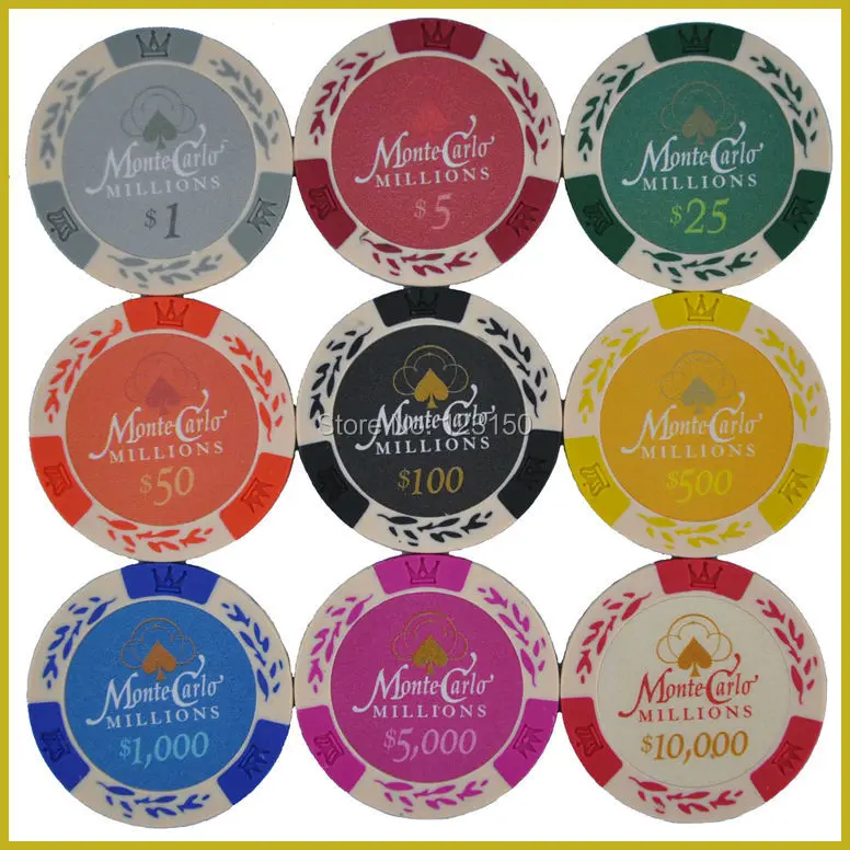 

PK-8001-100pcsT 100pcs/pack with clear Tray, Clay 14g Poker Chips with metal inside for weight