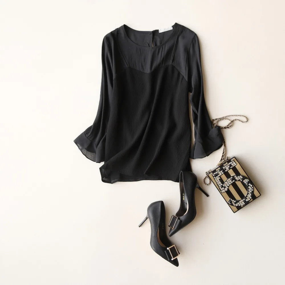 Yeeshan Шифоновая Блуза Топ Бабочка С Длинным Рукавом женские Рубашки Поддельные