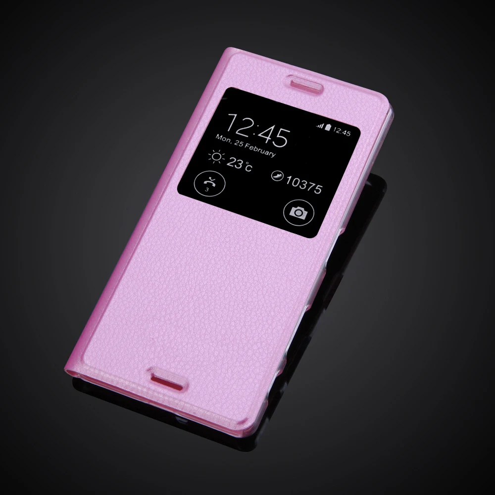 Розовый X Dua Fundas роскошный модный чехол для телефона для sony Xperia X F5122 F5121& X с двойным окошком обзора откидной Чехол из искусственной кожи чехол - Цвет: Розовый