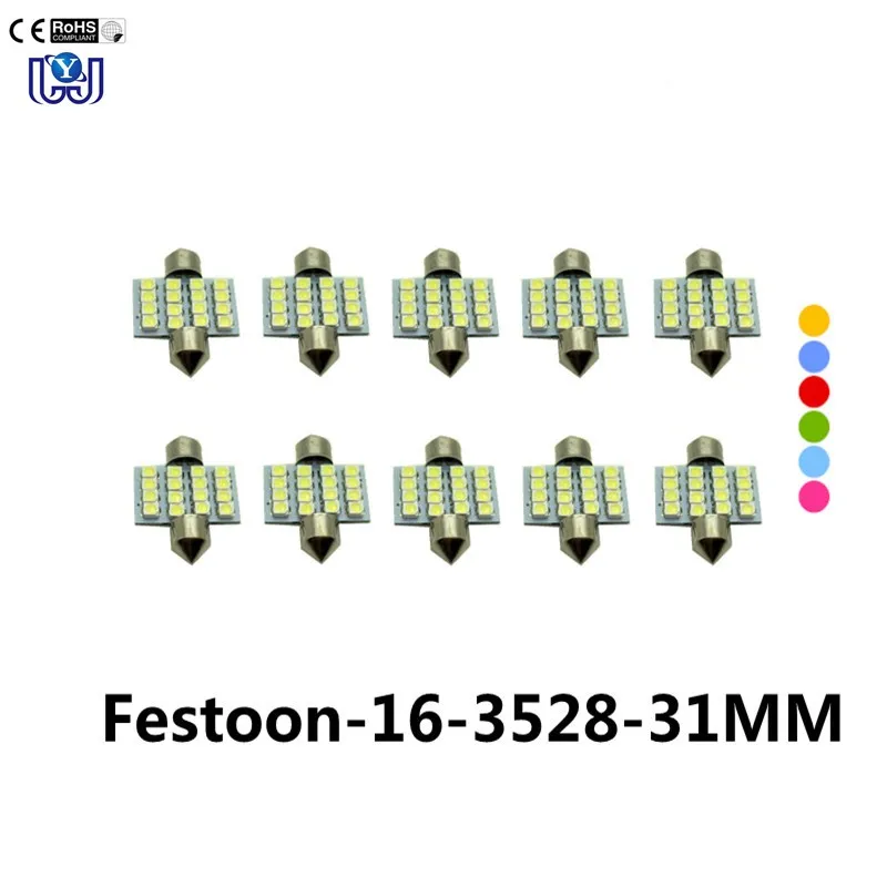 10 шт. Feston C5W 6SMD 5050 6 SMD led 31 мм 36 39 42 авто lumiere DC12V Blanc Bleu | Автомобили и мотоциклы