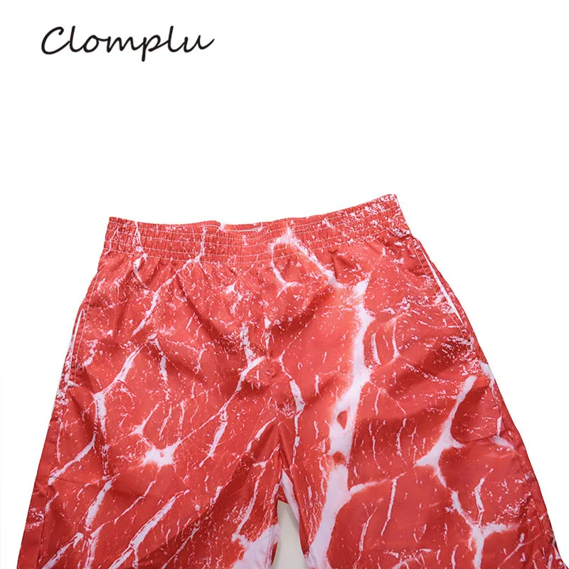 

Clomplu Swimming Trunks Men's Swimming Shorts Meat Pattern Beach Shorts for Men Red Novelty 3D Printed Trunk Quick Dry Swimwear