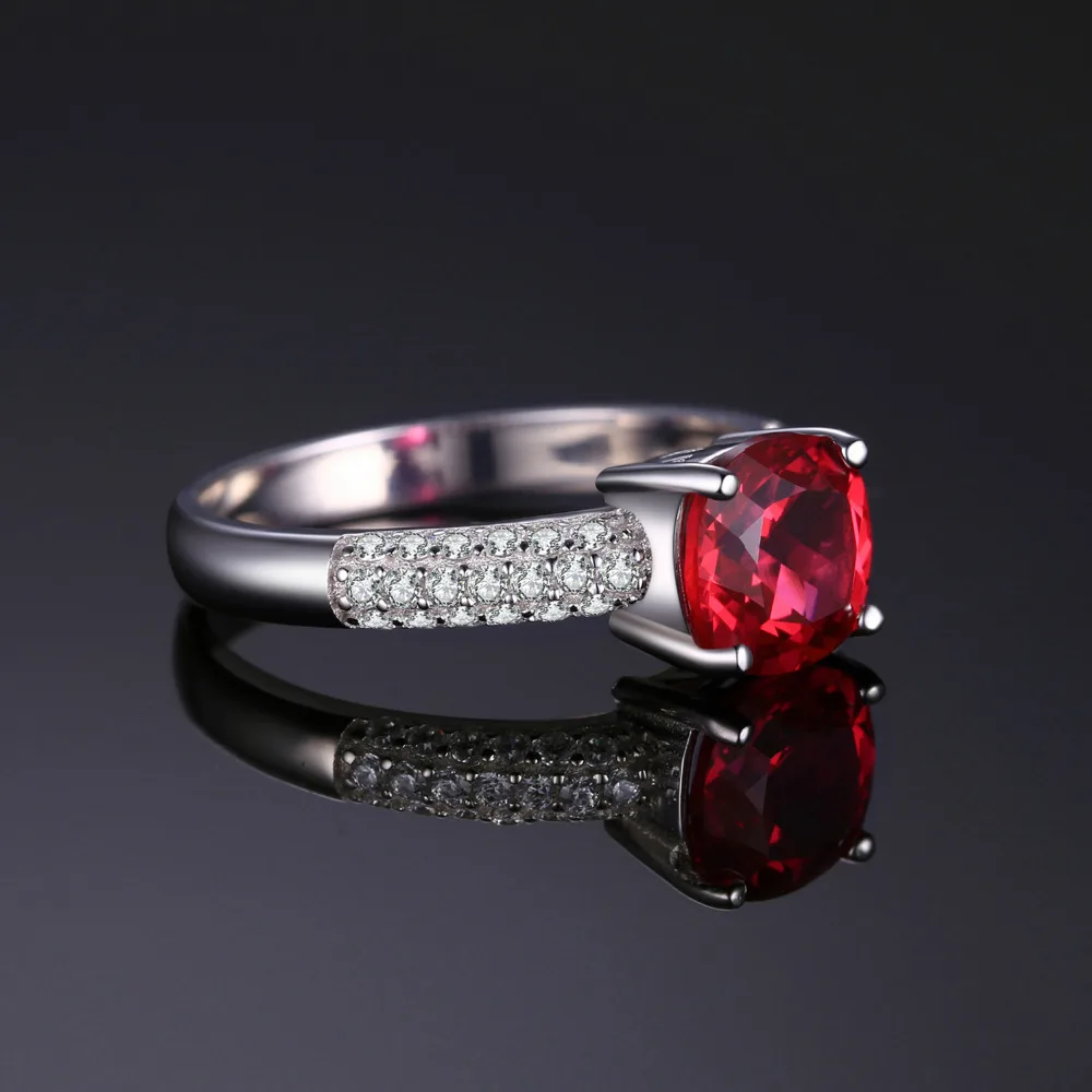 Jewelrypalace Подушки 2.6ct создан красный рубин Solitaire Обручение кольцо стерлингового