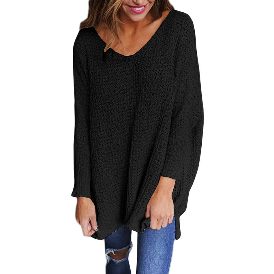 OMCHION Plus Size 3XL 2018 Autumn Winter Deep V Neck Sweater Women Casual Loose Oversized Knit Pullover Fashion Jumper LMM109 | Женская
