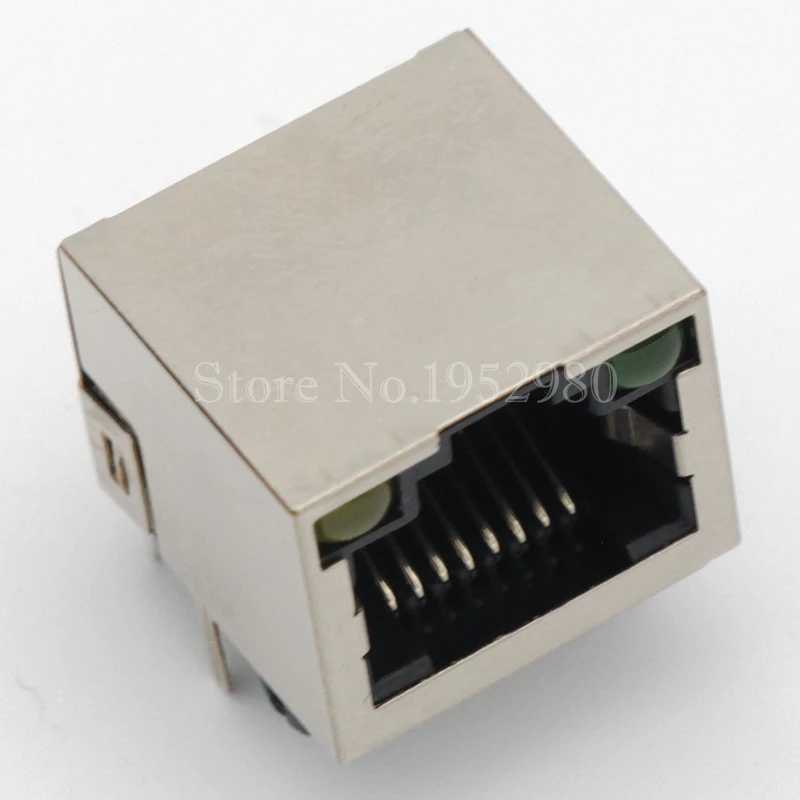 Сетевой разъем Ethernet RJ45 10 шт./лот медный корпус коннектор 8P8C со светодиодными