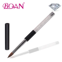 bqan 5 pcslot 10 crystal rhinestones handle black pure kolinsky sable hair acrylic nail art brush manicure art tool