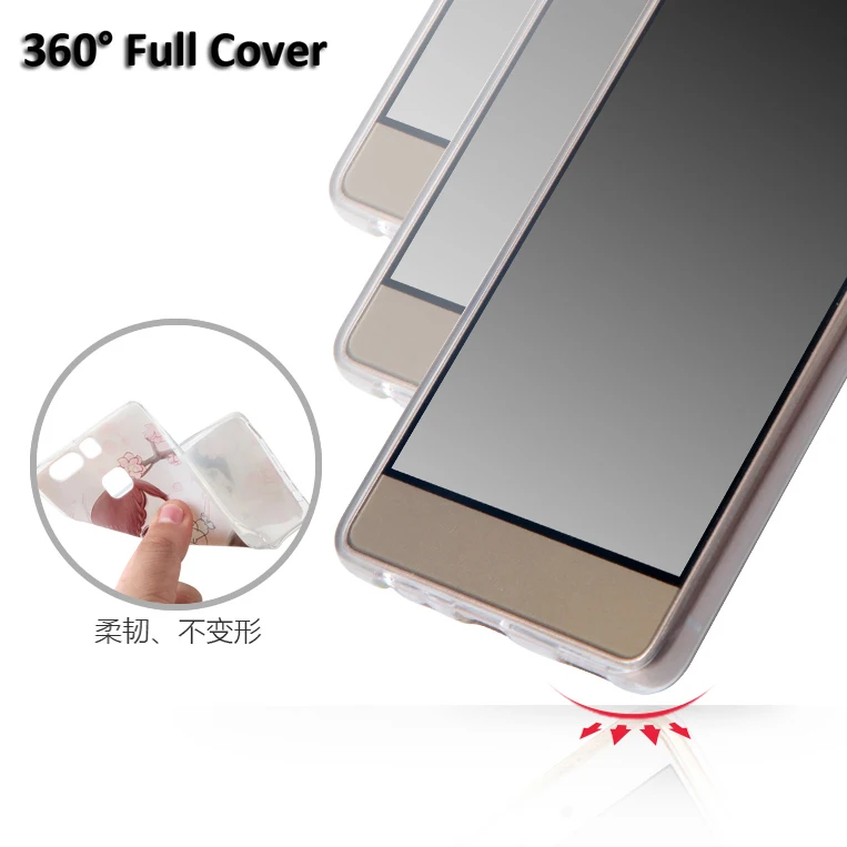 Высокое Качество Мягкой ТПУ 3D Печати Стерео Чувство Полное Покрытие Case для Huawei P9