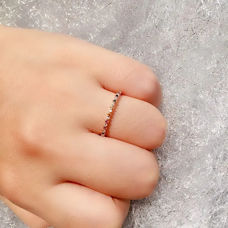 Изысканное однорядное цветное кольцо с камнем для женщин, розовое золото, Цвет кубический циркониевый кольцо, ювелирные изделия