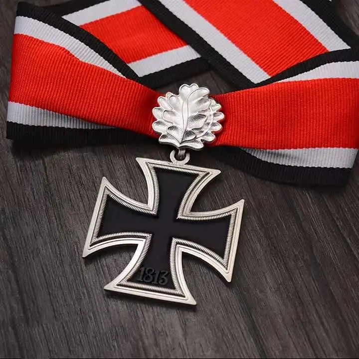 Темно-синий WW2 WW1 немецкая медаль рыцарь крест Железный крест медали EK2 EK1 значок с дубовым листом и лентой - Цвет: Темно-синий