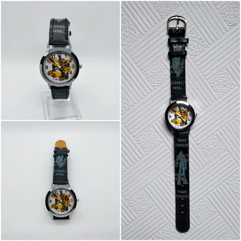 Аниме Желтый робот Трансформеры Дети Кварцевые часы модный бренд дети кристалл
