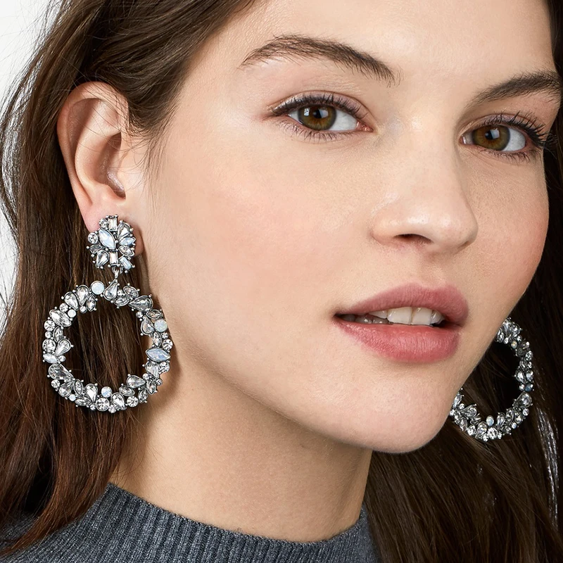 Модные новые поступления 2021 роскошные хрустальные висячие серьги FASHIONSNOOPS для