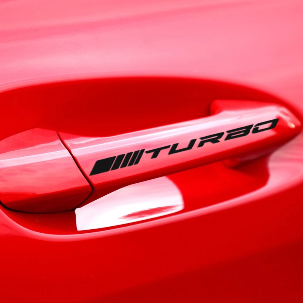 Reflective Vinyl Decal Door Handle Doorknob Turbo Logo Stickers For Benz Mercedes Amg sport W211 W204 W210 W205 C63 CLA CLE AMG |
